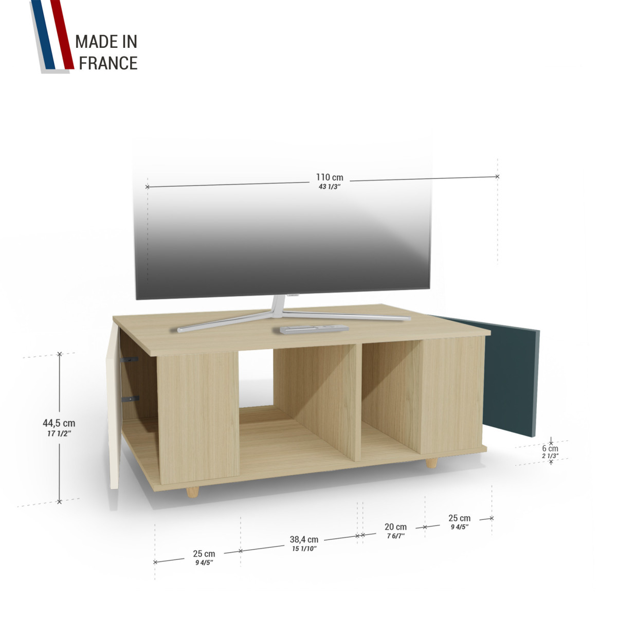 Grand meuble TV Chêne Clair - Porcelaine - Tropical YZ-GNXCLOUV-POCLTR-01-01