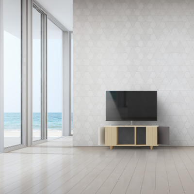 Grand meuble TV Chêne Clair - Porcelaine - Graphite YZ-GNXCL1134027925-POCLGP-01-00