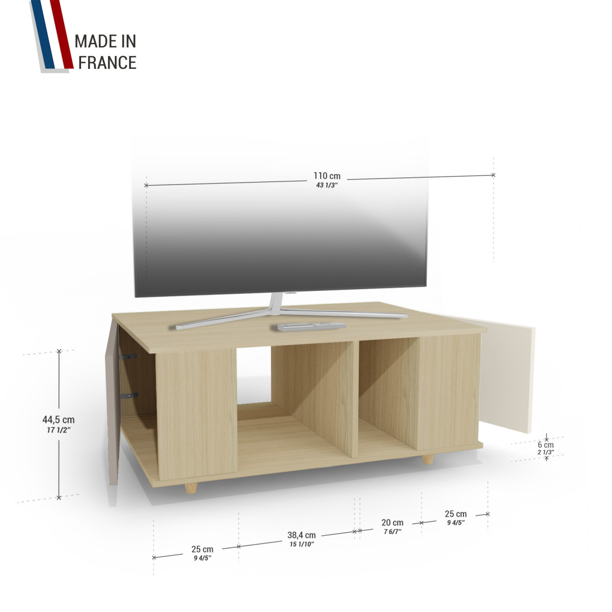 Grand meuble TV Chêne Clair - Sienne - Porcelaine YZ-GNXCLOUV-SICLPO-01-01