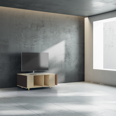 Grand meuble TV Chêne Clair - Graphite - Terracotta YZ-GNXCL1324401375-GPCLTE-01-00