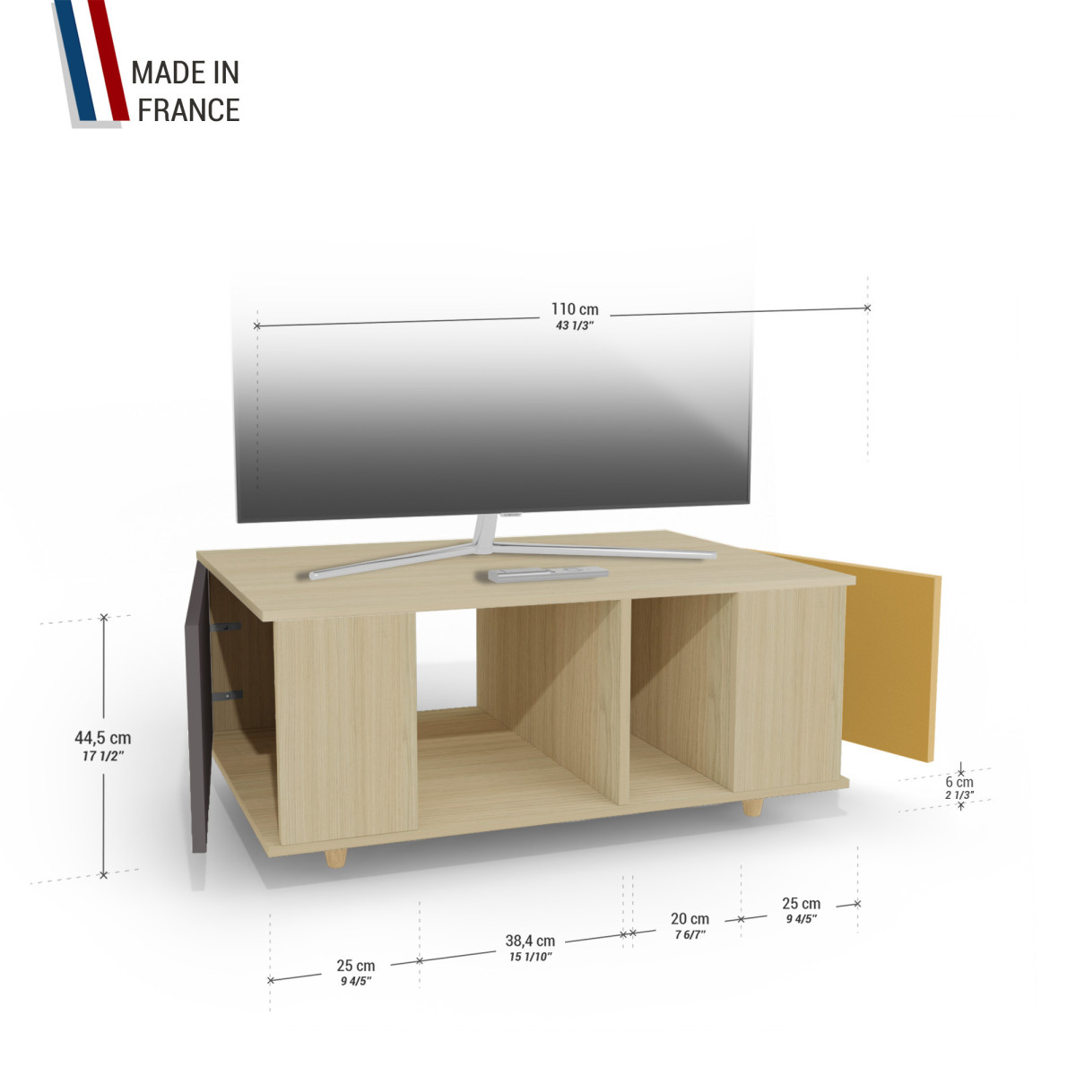 Grand meuble TV Chêne Clair - Graphite - Curry YZ-GNXCLOUV-GPCLCY-01-01