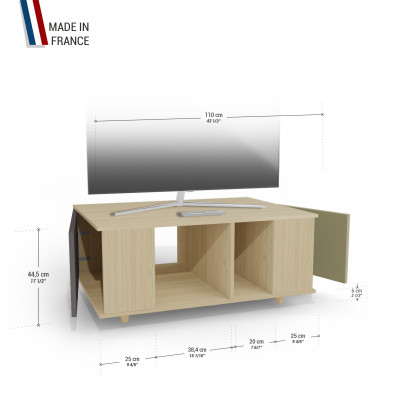 Grand meuble TV Chêne Clair - Graphite - Olive YZ-GNXCLOUV-GPCLOL-01-01