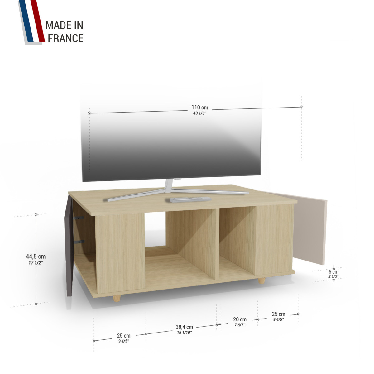 Grand meuble TV Chêne Clair - Graphite - Cachemire YZ-GNXCLOUV-GPCLCA-01-01