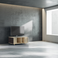 Grand meuble TV Chêne Clair - Graphite - Porcelaine YZ-GNXCL1324401375-GPCLPO-01-00