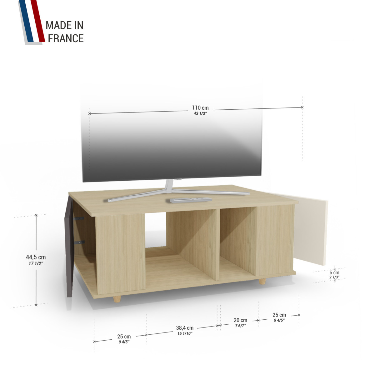 Grand meuble TV Chêne Clair - Graphite - Porcelaine YZ-GNXCLOUV-GPCLPO-01-01