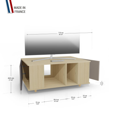 Grand meuble TV Chêne Clair - Graphite - Sienne YZ-GNXCLOUV-GPCLSI-01-01