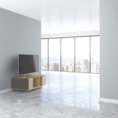 Grand meuble TV Chêne Clair - Cubanite - Terracotta YZ-GNXCL525475116-CBCLTE-01-00
