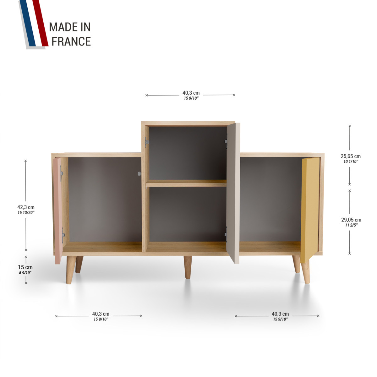 Meuble de rangement GRAND EX AEQUO - Chêne Clair - Abricot - Cachemire - Curry YZ- GEXCLOUV-ABCACY-01-01