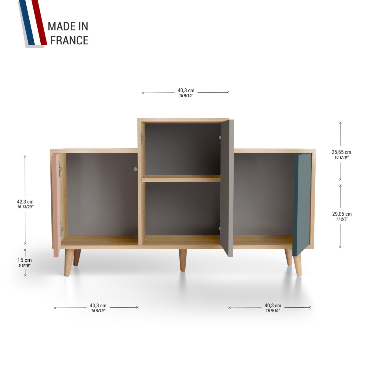 Meuble de rangement GRAND EX AEQUO - Chêne Clair - Abricot - Cubanite - Tropical YZ-GEXCLOUV-ABCBTR-01-01