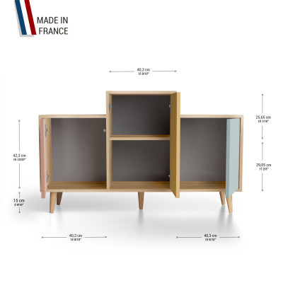 Meuble de rangement GRAND EX AEQUO - Chêne Clair - Abricot - Curry - Curaçao YZ-GEXCLOUV-ABCYCU-01-01