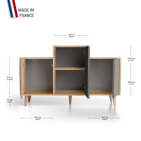 Meuble de rangement GRAND EX AEQUO - Chêne Clair - Abricot - Graphite - Cubanite YZ-GEXCLOUV-ABGPCB-01-01