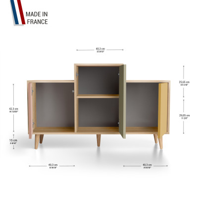 Meuble de rangement GRAND EX AEQUO - Chêne Clair - Abricot - Olive - Curry YZ-GEXCLOUV-ABOLCY-01-01