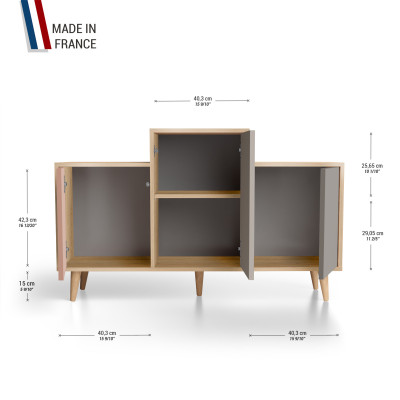 Meuble de rangement GRAND EX AEQUO - Chêne Clair - Abricot - Sienne - Cubanite YZ-GEXCLOUV-ABSICB-01-01