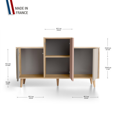 Meuble de rangement GRAND EX AEQUO - Chêne Clair - Cubanite - Abricot - Cachemire YZ-GEXCLOUV-CBABCA-01-01