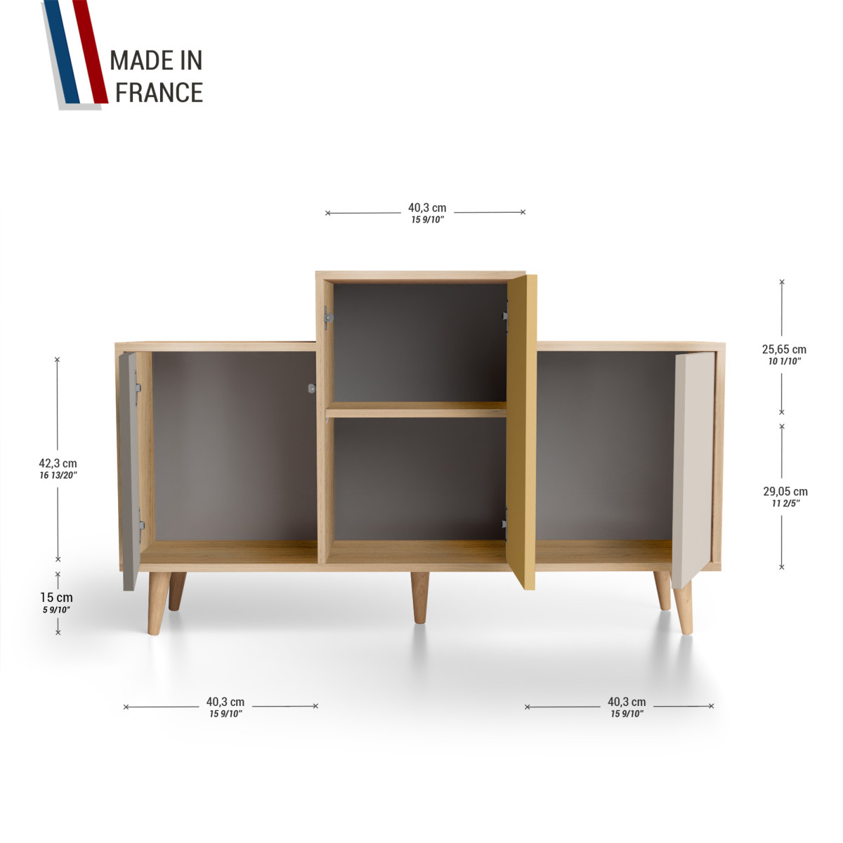 Meuble de rangement GRAND EX AEQUO - Chêne Clair - Cubanite - Curry - Cachemire YZ-GEXCLOUV-CBCYCA-01-01