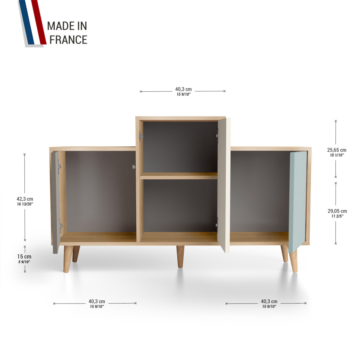 Meuble de rangement GRAND EX AEQUO - Chêne Clair - Cubanite - Porcelaine - Curaçao YZ-GEXCLOUV-CBPOCU-01-01