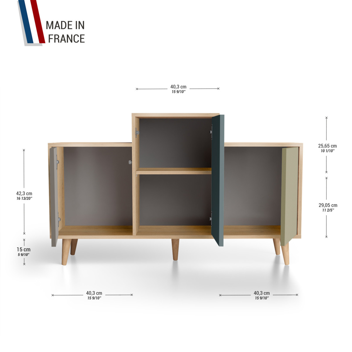 Meuble de rangement GRAND EX AEQUO - Chêne Clair - Cubanite - Tropical - Olive YZ-GEXCLOUV-CBTROL-01-01