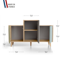 Meuble de rangement GRAND EX AEQUO - Chêne Clair - Olive - Cubanite - Curaçao YZ-GEXCLOUV-OLCBCU-01-01