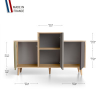 Buffet GRAND EX AEQUO - Chêne Clair - Olive - Cubanite - Graphite