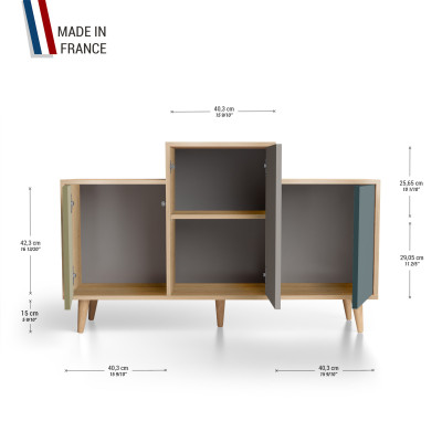 Meuble de rangement GRAND EX AEQUO - Chêne Clair - Olive - Cubanite - Tropical YZ-GEXCLOUV-OLCBTR-01-01