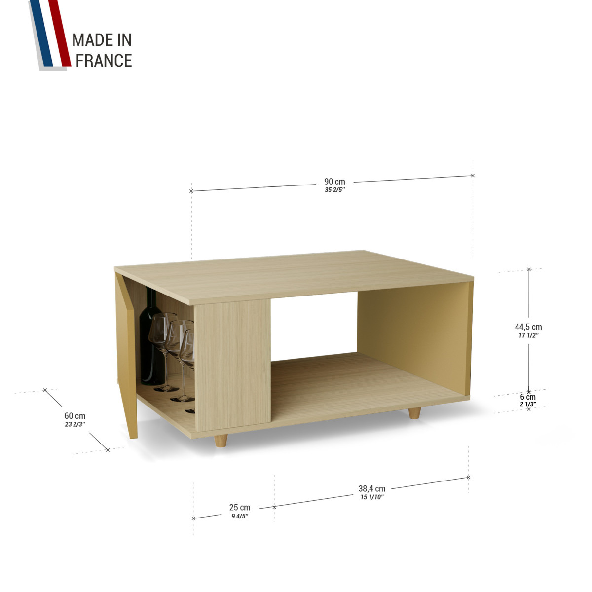 Table basse LIGATIO Chêne Clair - Curry - Chêne Clair - Curry YZ-LGCLOUV-CYCLCY-01-01