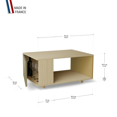 Table basse LIGATIO Chêne Clair - Olive - Curry YZ-LGCLOUV-OLCLCY-01-01