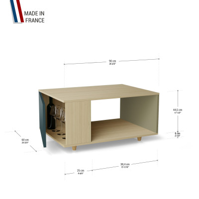 Table basse LIGATIO Chêne Clair - Tropical - Olive YZ-LGCLOUV-TRCLOL-01-01