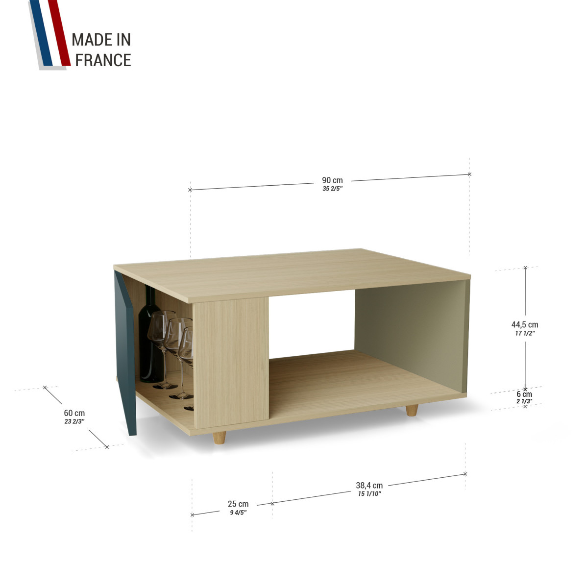 Table basse LIGATIO Chêne Clair - Tropical - Olive YZ-LGCLOUV-TRCLOL-01-01