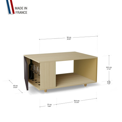 Table basse LIGATIO Chêne Clair - Graphite - Curry YZ-LGCLOUV-GPCLCY-01-01