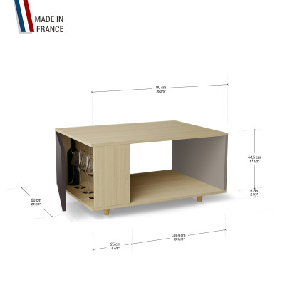 Table basse LIGATIO Chêne Clair - Graphite - Sienne YZ-LGCLOUV-GPCLSI-01-01