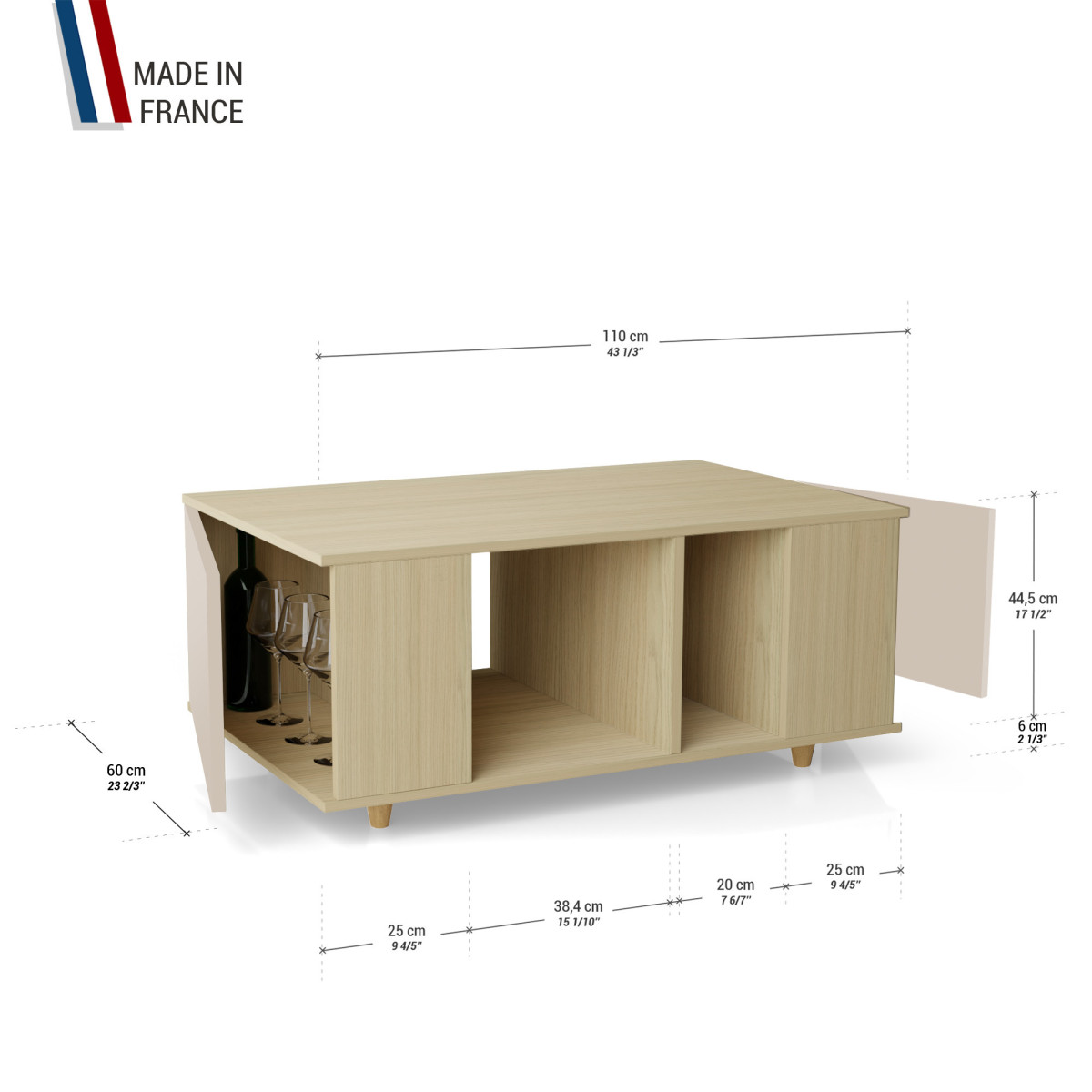 Table basse GRANDE LIGATIO Chêne Clair - Cachemire - Chêne Clair - Cachemire YZ-GLGCLOUV-CACLCA-01-01