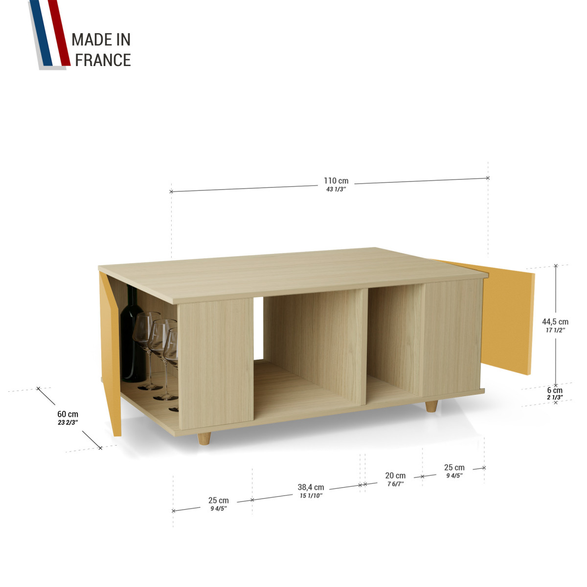 Table basse GRANDE LIGATIO Chêne Clair - Curry - Chêne Clair - Curry YZ-GLGCLOUV-CYCLCY-01-01