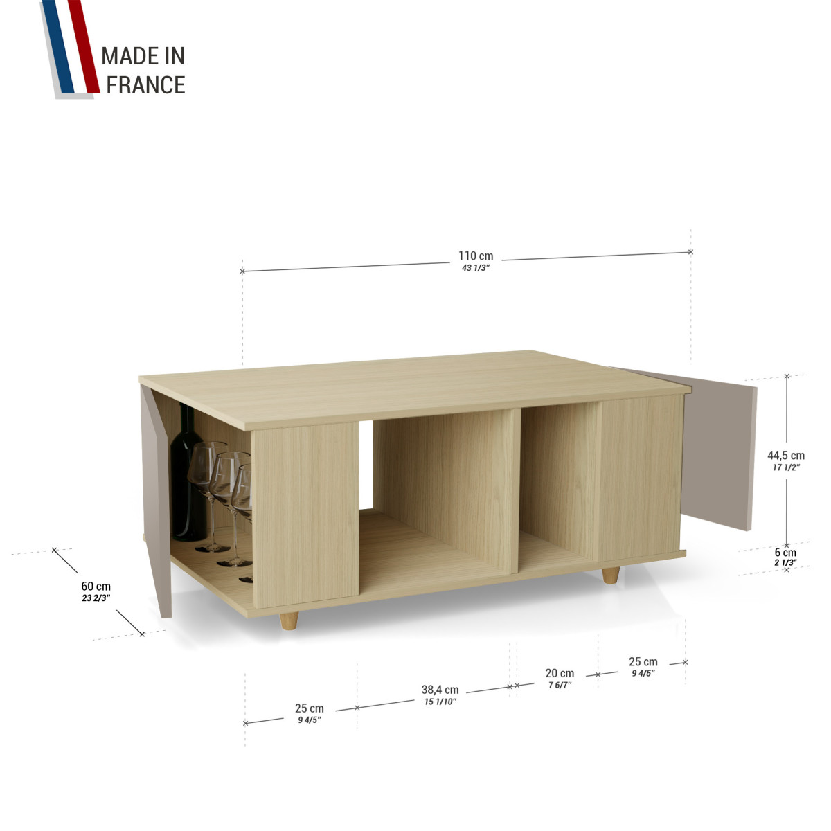 Table basse GRANDE LIGATIO Chêne Clair - Sienne - Chêne Clair - Sienne YZ-GLGCLOUV-SICLSI-01-01