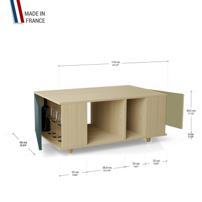 Table basse GRANDE LIGATIO Chêne Clair - Tropical - Olive YZ-GLGCLOUV-TRCLOL-01-01