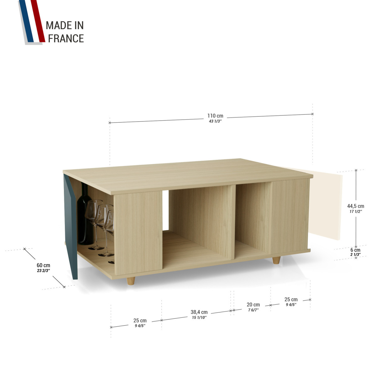 Table basse GRANDE LIGATIO Chêne Clair - Tropical - Porcelaine YZ-GLGCLOUV-TRCLPO-01-01