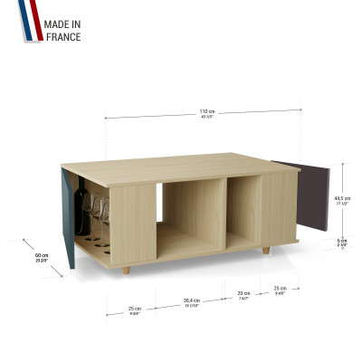 Table basse GRANDE LIGATIO Chêne Clair - Tropical - Graphite YZ-GLGCLOUV-TRCLGP-01-01