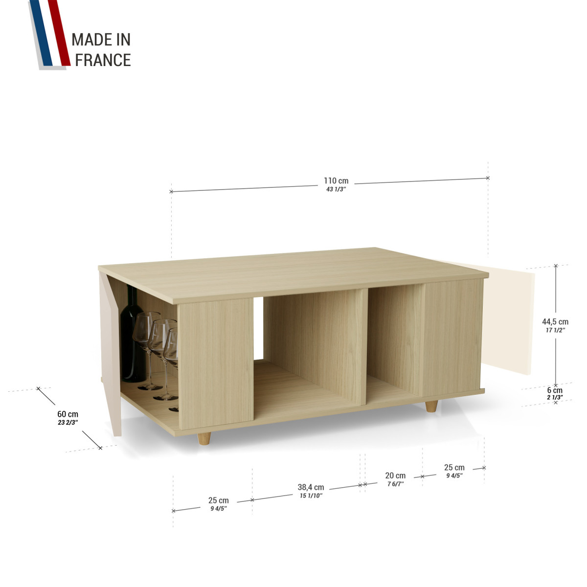 Table basse GRANDE LIGATIO Chêne Clair - Cachemire - Porcelaine YZ-GLGCLOUV-CACLPO-01-01