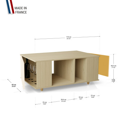 Table basse GRANDE LIGATIO Chêne Clair - Porcelaine - Curry YZ-GLGCLOUV-POCLCY-01-01