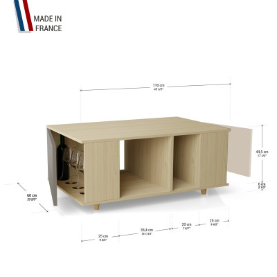 Table basse GRANDE LIGATIO Chêne Clair - Cubanite - Cachemire YZ-GLGCLOUV-CBCLCA-01-01